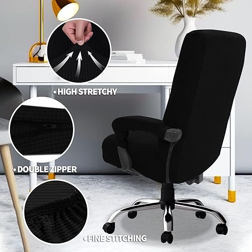 Miniatura 3 de Fundas universales para silla de oficina, fundas universales para silla de computadora con cremallera, funda elástica extraíble para silla de