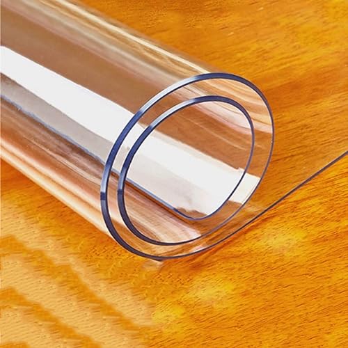 Protector de mesa transparente, 0.039 in de grosor, 12 x 12 pulgadas, impermeable, de plástico, antideslizante, protector de mantel rectangular