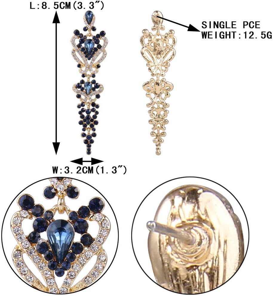 EVER FAITH Women's Austrian Crystal Gastby Inspired Floral Knot Dangle Earrings Gold-Tone - Image 5