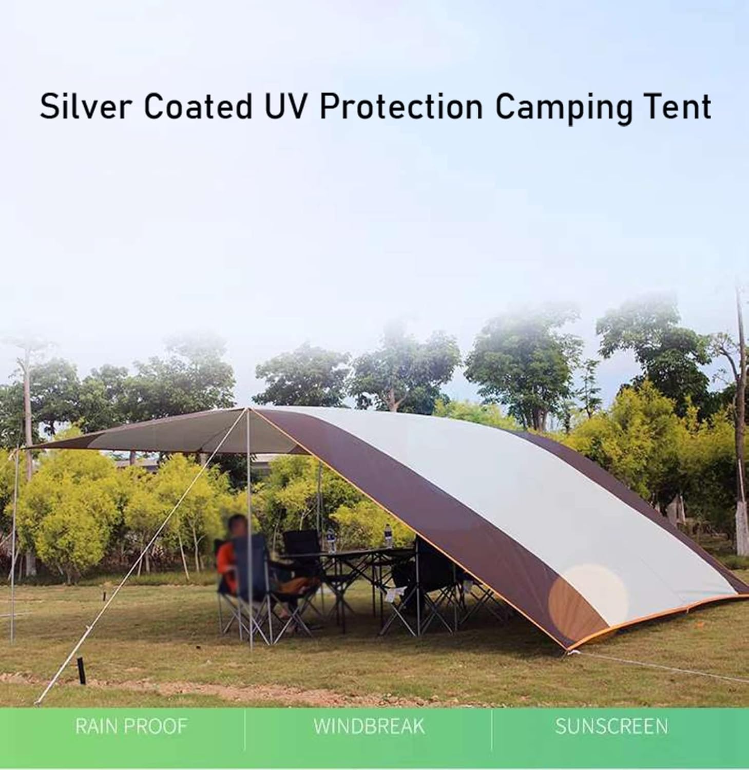 Portable Camping Tent Tarp Shelter,Hammock Tarpaulin Rain Fly,UV Protection Canopy Sunshade Cloth,for Outdoor Awning Hiking Beach,Includes Pegs,Ropes and Carry Bag (Yellow Green) (Yellow Green)