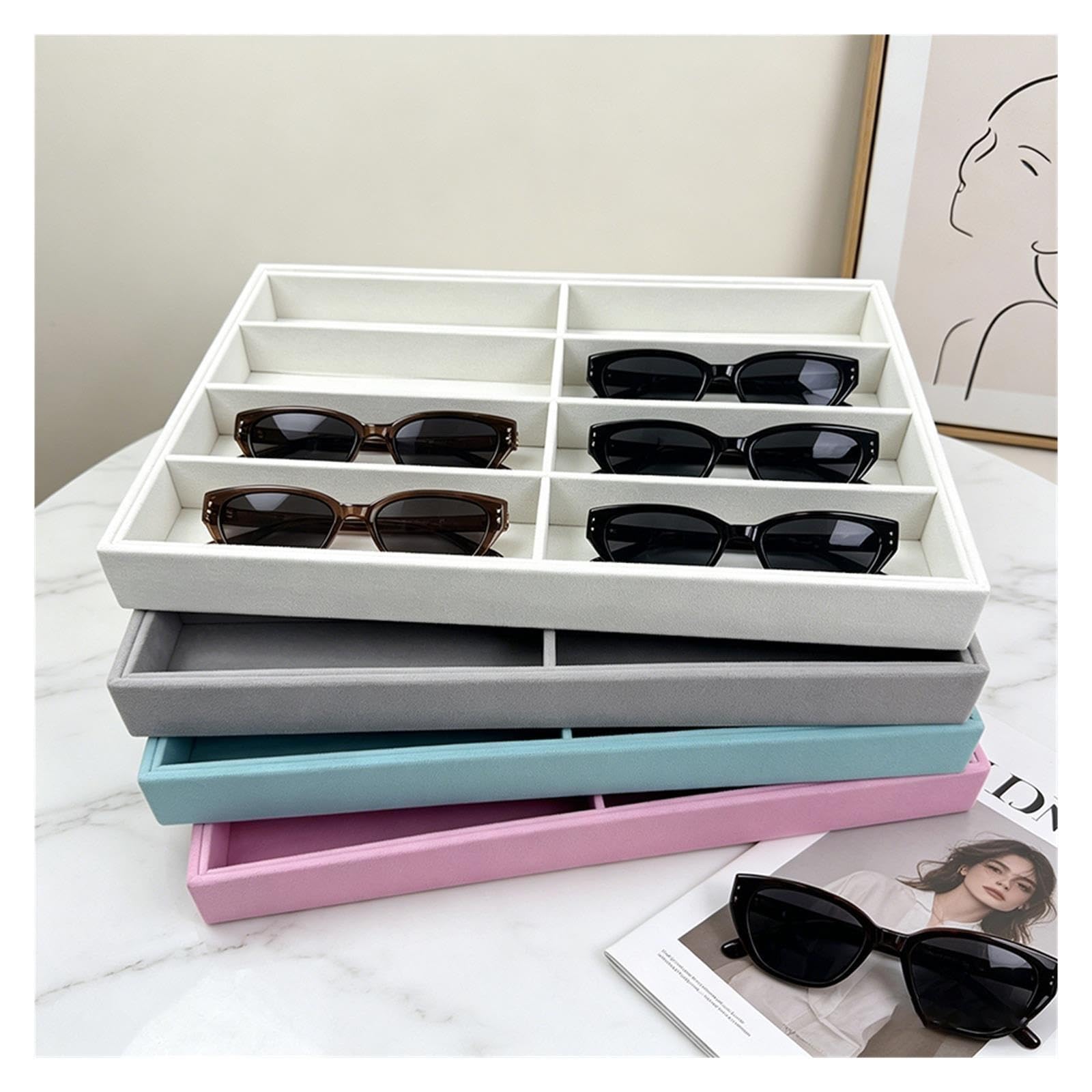 Organizador de gafas de sol Caja de almacenamiento gafas sol y joyas