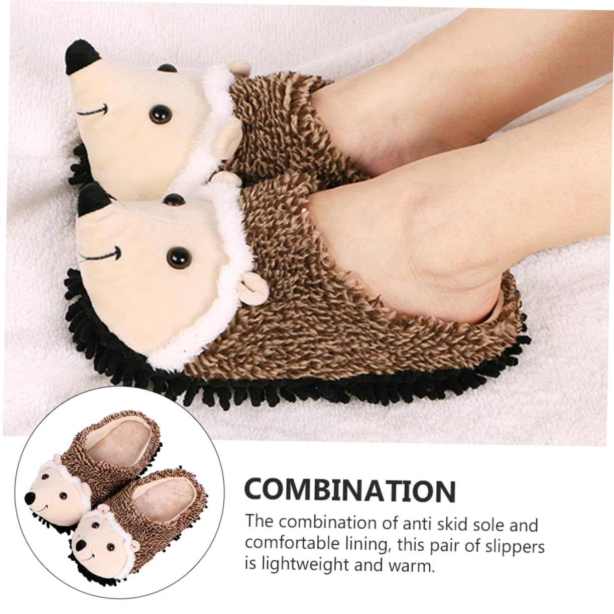 Pantuflas De Erizo Zapatillas De Casa Para Mujer Zapatillas Peludas y Esponjosas Pantuflas De Animales De Espuma Zapatilla De Felpa De Lana Para Mujer Divertido Felpa Corta
