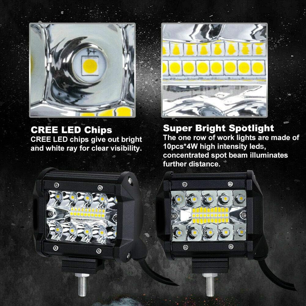 4 Inch Led Pod Lights 60W 12000LM Triple Row Spot Flood Combo Off Road Fog Driving Work Light for Truck ATV UTV SUV Boat, 8 Pack