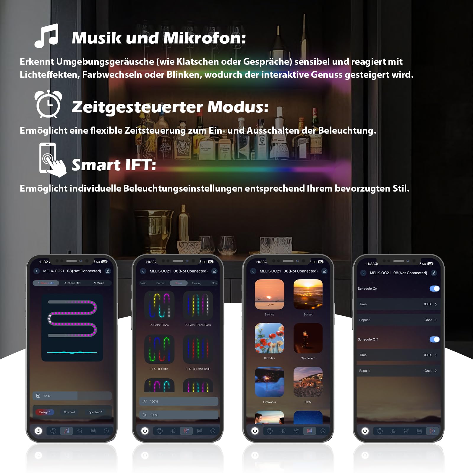 RGB LED für Akustikpaneele,6 Stück 100cm RGB LED Strip APP Steuerung | 12×12mm Flexible LED mit Fernbedienung, Eingebetteter LED für Schlafzimmer,Akustikpaneele