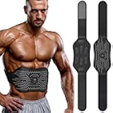 FDA Cleared - Abs Stimulator Muscle Toner, EMS Muscle Stimulator, Fitness Belt Ab Workout Equipment (Black White)