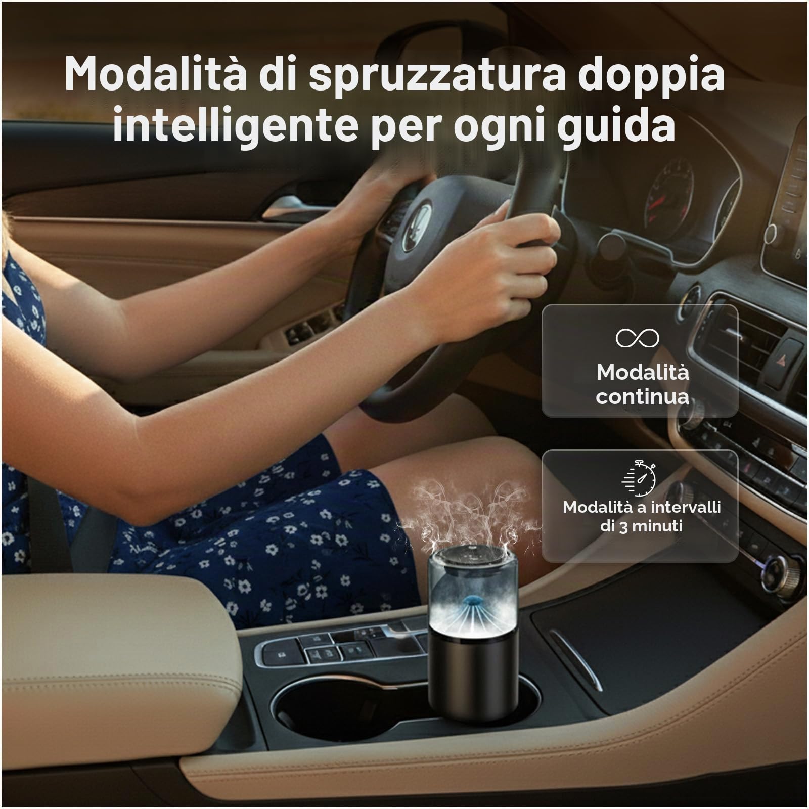 Profumatore Auto Diffusore con Fragranza Blue Ocean di MMOBIEL – Diffusore per Auto con 2 Modalità di Spruzzo, 4 Livelli, Accensione/Spegnimento Automatico e Cavo – USB/Batteria – Senza Fiamma
