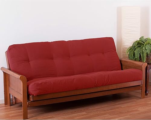 Miniatura 6 de Blazing Needles Renewal - Colchón futón de sarga de 8 pulgadas, individual, color borgoña