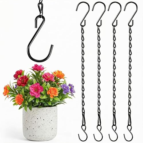 Outus Paquete de 4 cadenas colgantes negras de 35 pulgadas para comederos de pájaros, macetas, linternas, campanillas de viento, adornos decorativos