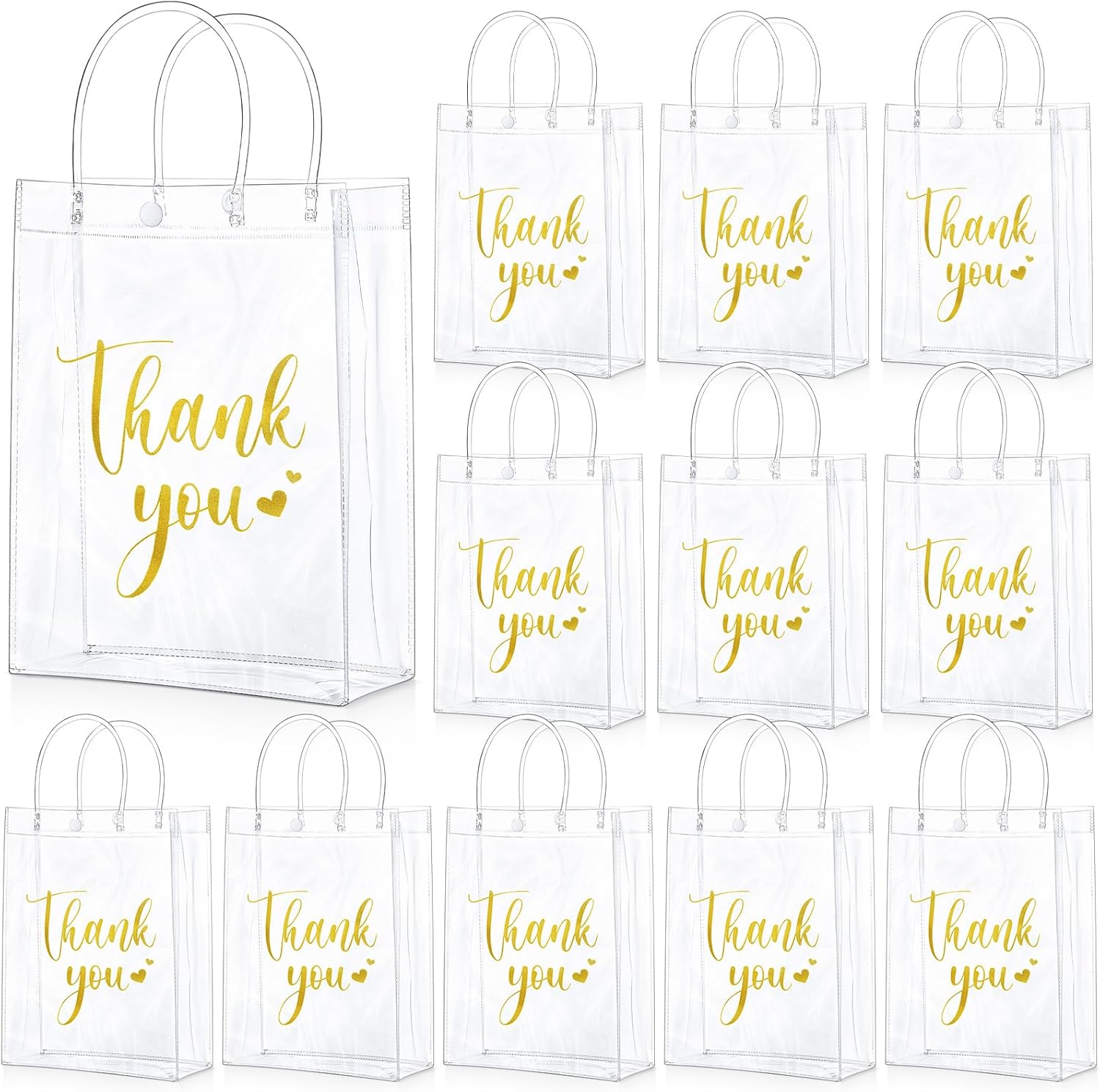 Berlune Thank You Gift Bags PVC Clear Plastic Gift Bag with
