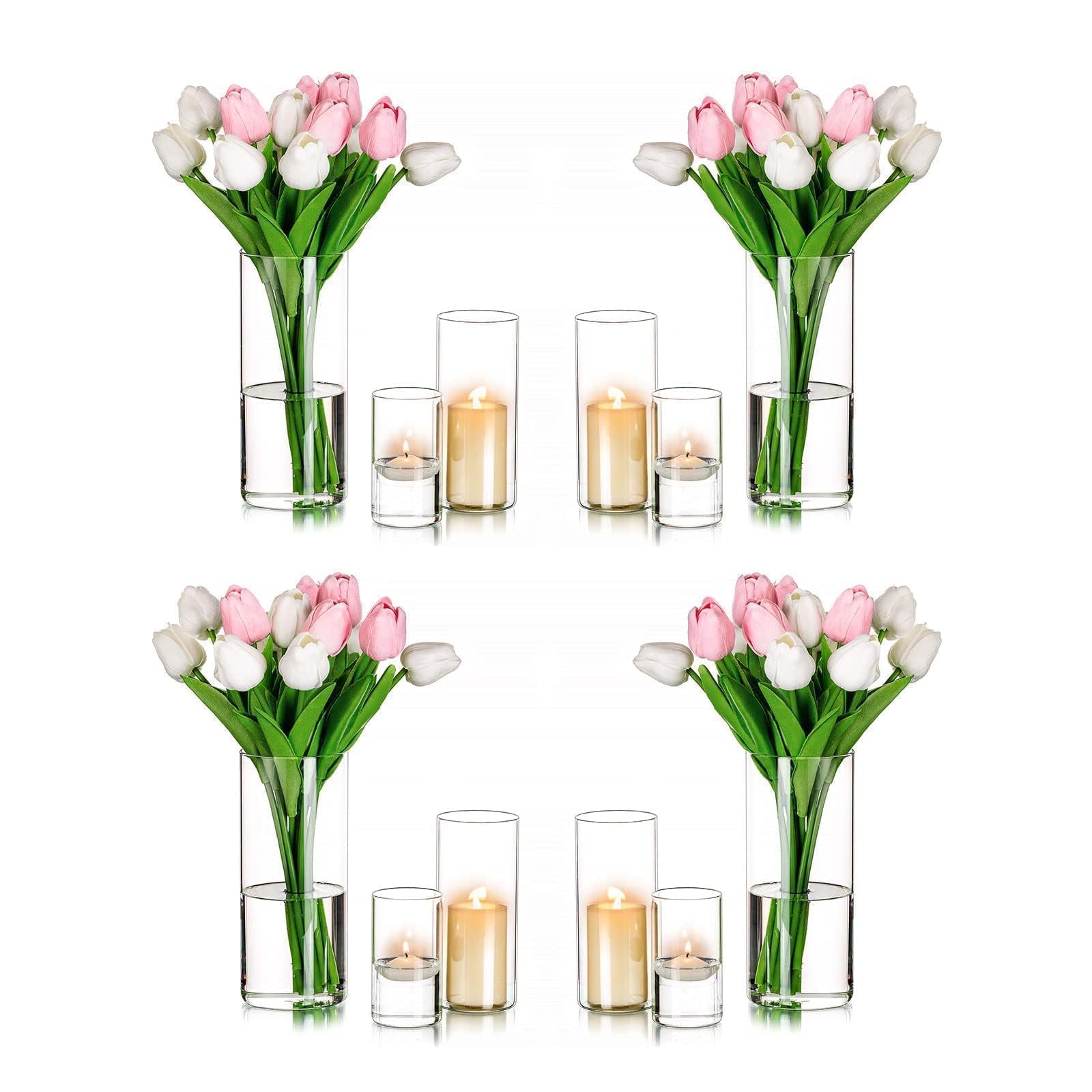 Romadedi Hurricane Candle Holders Glass - Set of 3 Flower Vase For Pillar Floating Votive Candles Flower Vase Wedding Table Centerpiece Decorations Living Room Home Decor — image 1
