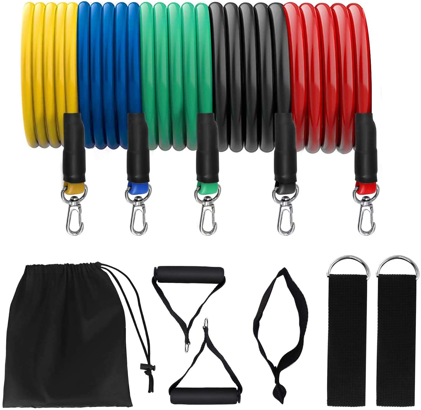 EUGlE MART Private Home Gym Resistance Bands Set 11PCS, 5 Fitness Resistance Bands for Women and Mens Exercise Belts (Material: Natural Rubber) (B08KQDTQQM) Amazon Price History, Amazon Price Tracker