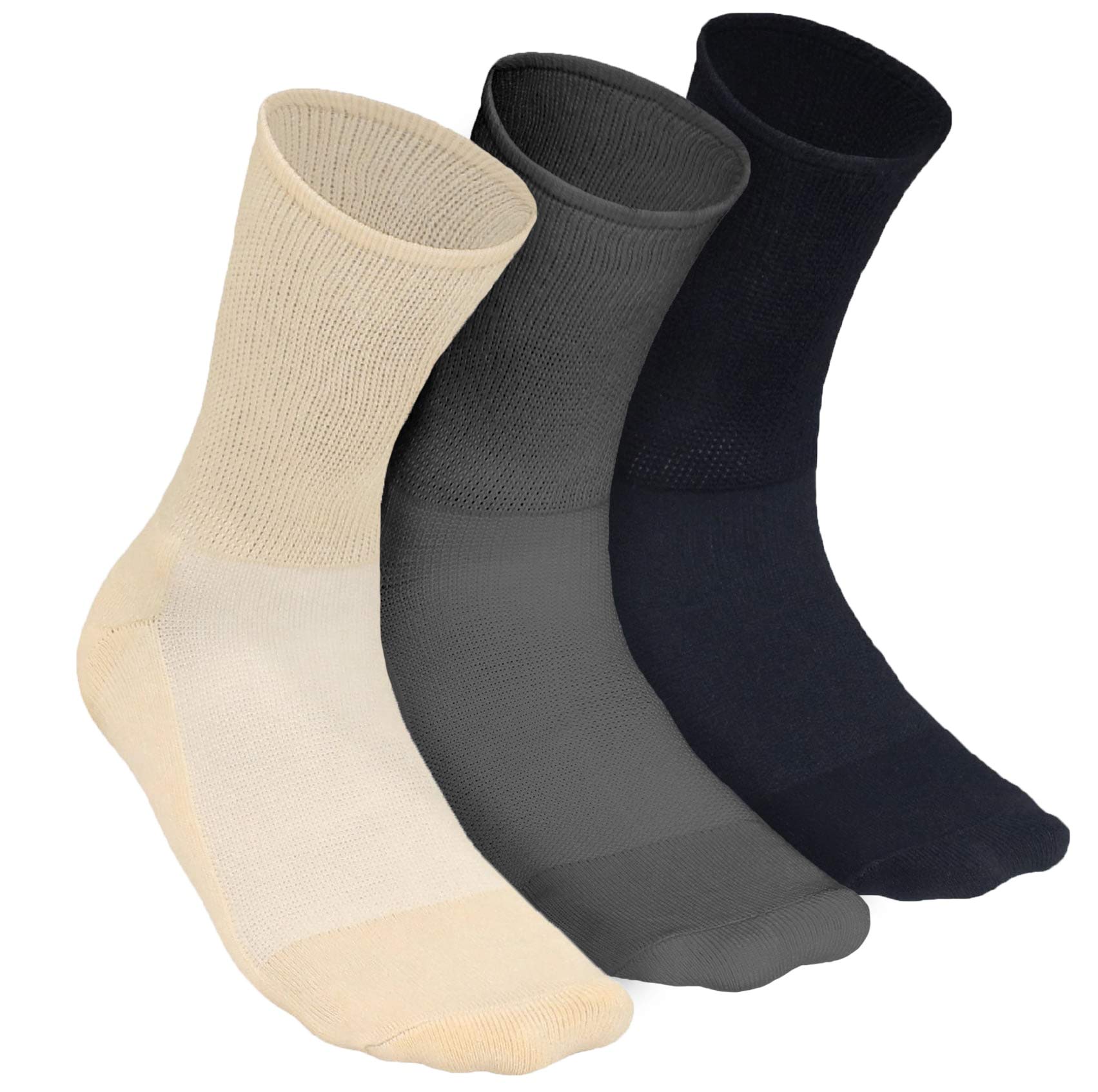 AUXIMPRO Diabetic Bamboo Socks for Men & Women, Pack of 3, Breathable & Blister Protection, ankle length, Black