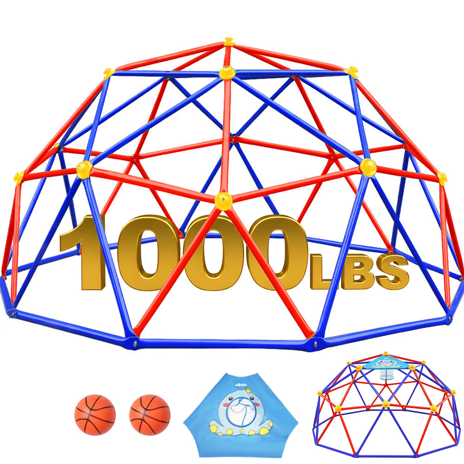 Zupapa 10FT Climbing Dome, Outdoor Jungle Gym for Kids with Climbing Grip - Geometric Dome Climber Supports 1000LBS Outdoor Playset and Easy Assembly