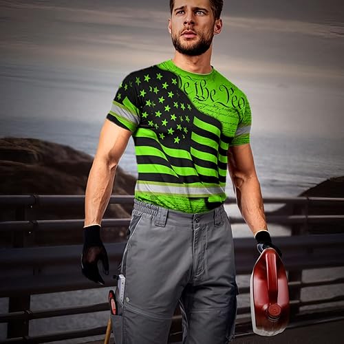 Miniatura 4 de Ropa de trabajo de seguridad con nombre personalizado de alta visibilidad para trabajadores, corredores, camioneros, patrióticos