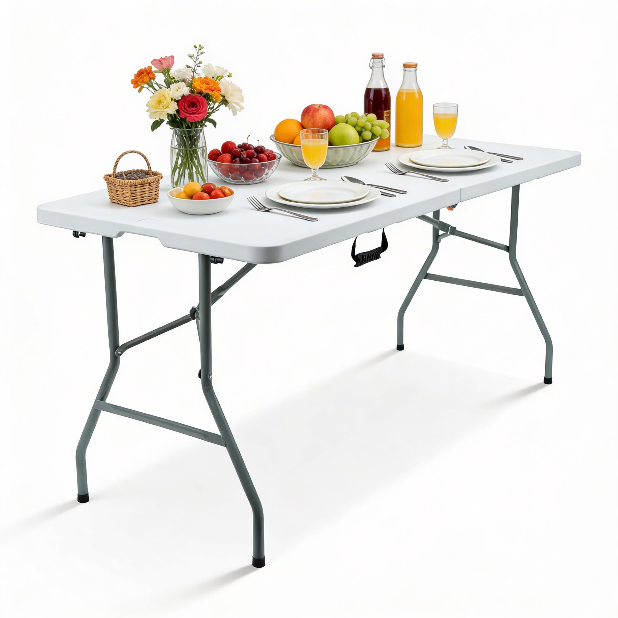 Denny International Folding Trestle Table Heavy Duty with Locking System Multi Purpose Indoor Outdoor Picnic BBQ Party (5ft)