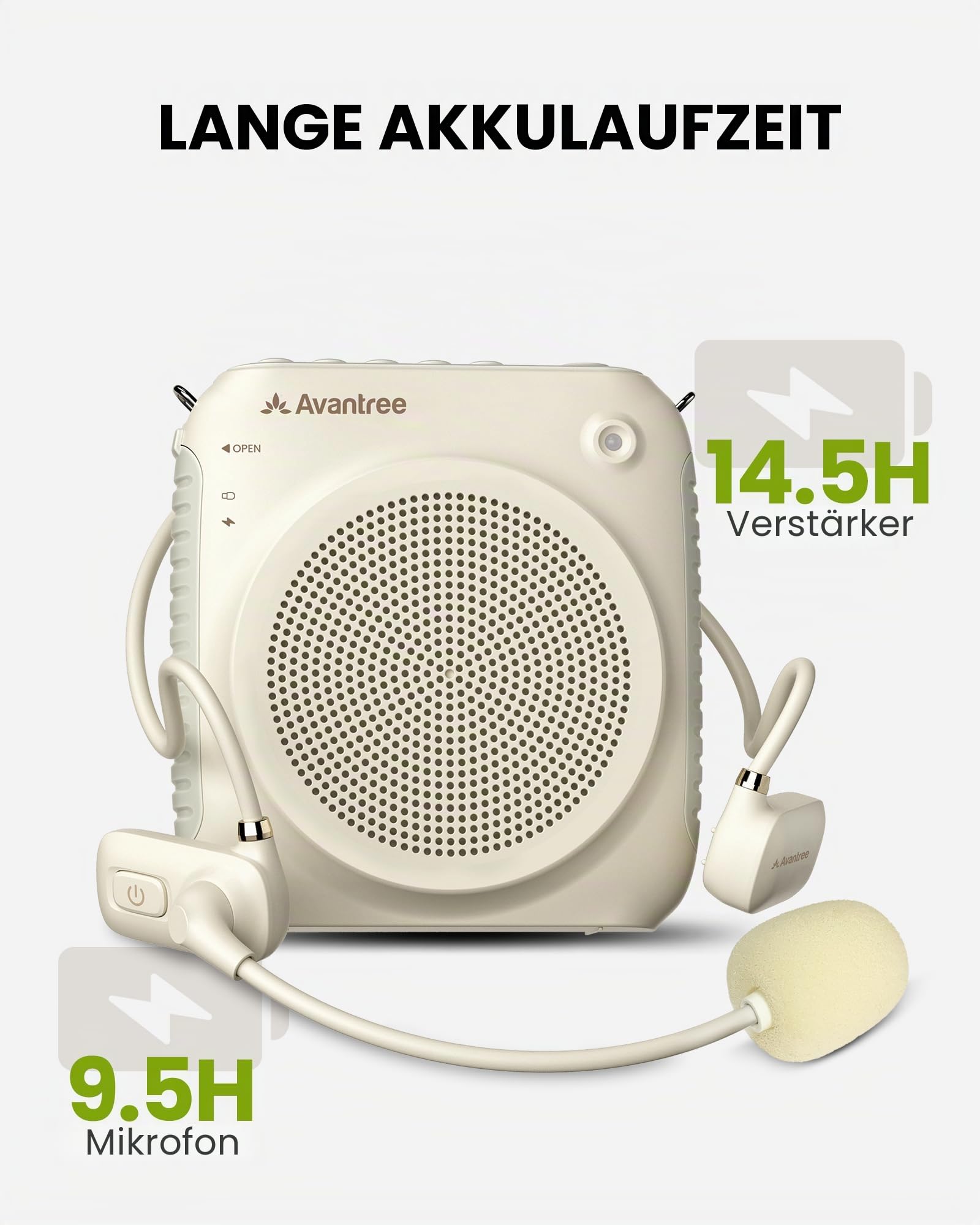Avantree VoxAmp Lite Kabelloser Sprachverstärker 15W Lautsprecher mit Headset-Mikrofon Bluetooth