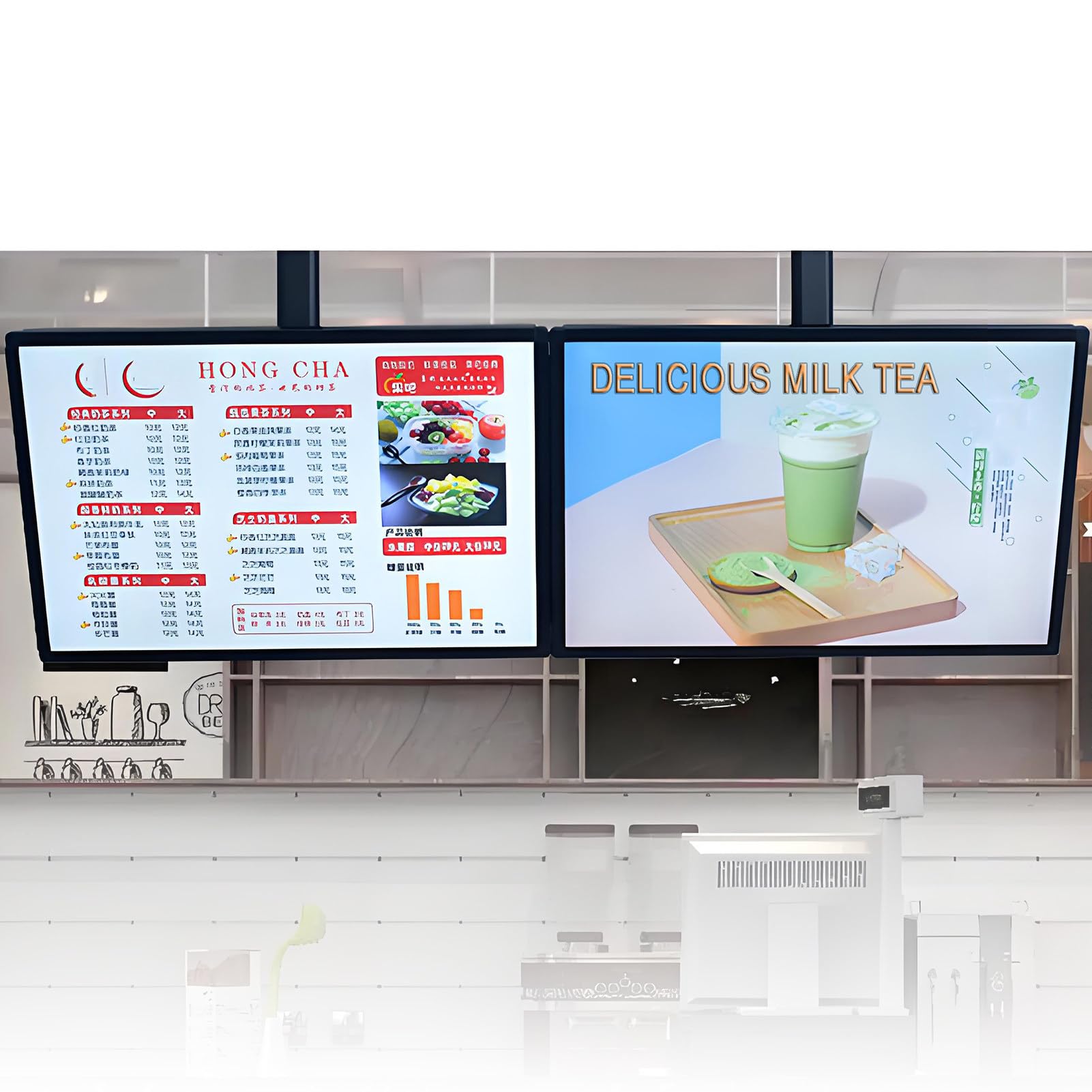 Tablero de menú LED para restaurantes, modos versátiles, altura ajustable, montaje en pared, diseño ultrafino, 2 piezas de 400 x 500 mm, caja de luz retroiluminada para comida rápida