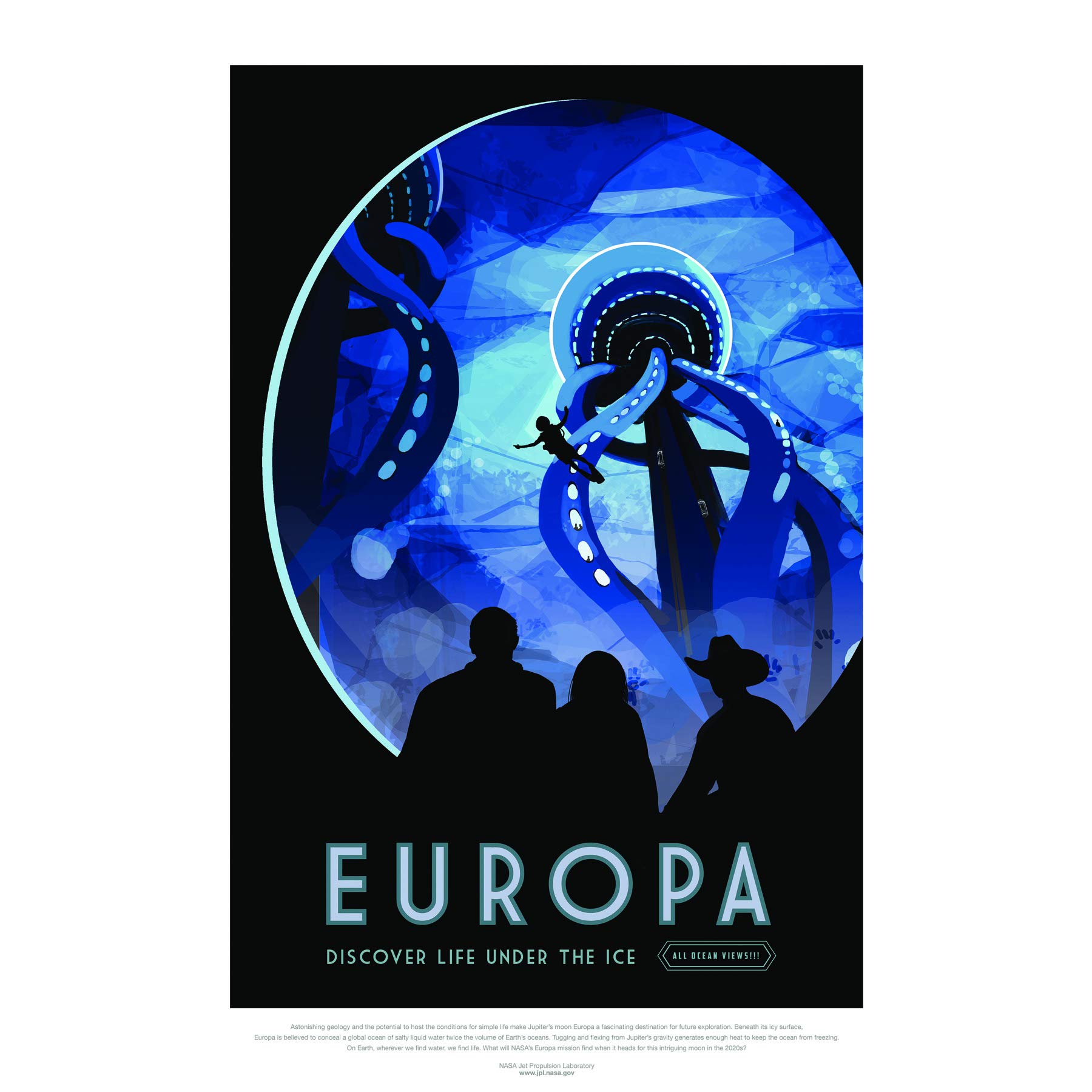 Wee Blue Coo NASA POSTER SPACE EXPLORATION TRAVEL ADVERT EUROPA ART PRINT