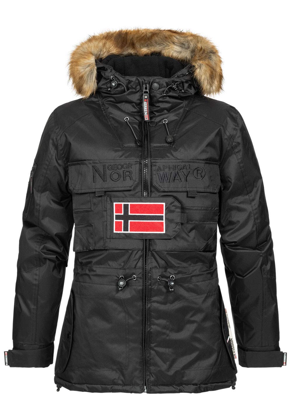 Geographical Norway Bellaciao Lady - Parka Ciente Mujeres Otoño Invierno - Abrigo Con Capucha De Piel Sintética - Chaqueta Corta De Viento - Rego Ide Esquí Mujeres