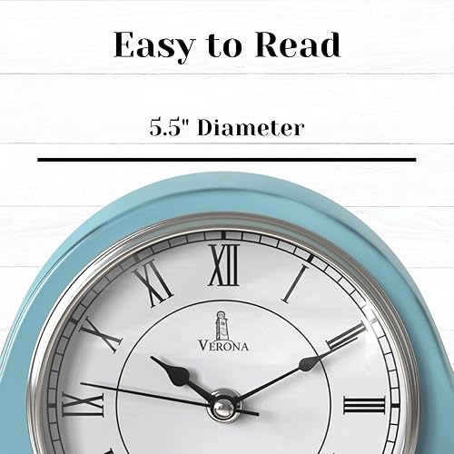 Miniatura 6 de Reloj de repisa a pilas  Reloj de manto de madera, rústico verde azulado para decoración de sala de estar, sobre chimenea, oficina, estante y