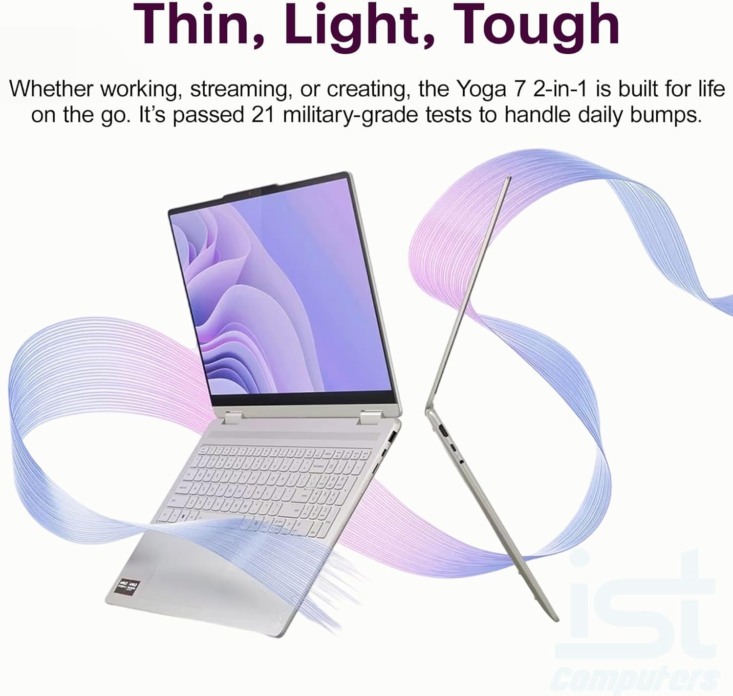 Lenovo Yoga 7 2-in-1 Copilot+ Laptop 16.0" Touch IPS WUXGA Display (AMD Ryzen AI 5 340 (Up to 50 Tops), 16GB LPDDR5X, 512GB SSD, Backlit KB, FP, WiFi 7, HD Webcam, Win 11 Home) w/DKZ USB Port Expander