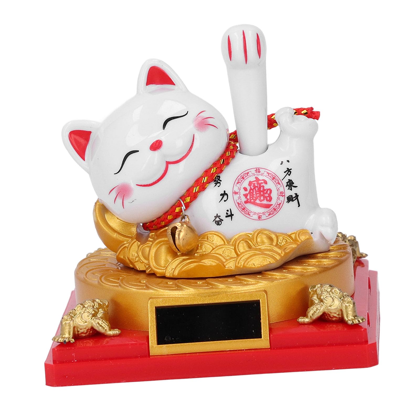 Waving Arm Lucky Cat, Lucky Cat Solar Powered, Lying Waving Fortune Cat Statue Decoration As Personalized Gifts for Desks, Window, Car Dashboards, Homes, and More (Small 8x26cm)