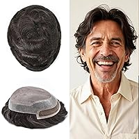 Vista 27 de Toupee - Sistema de cabello humano de repuesto con encaje frontal para hombre, extensiones de pelo tipo tupé mono PU para hombres