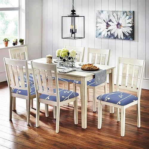 Miniatura 2 de Eeaivnm Fundas de asiento para sillas de comedor, fundas elásticas impresas con lazos, protector cuadrado extraíble y lavable, fundas de cojín para