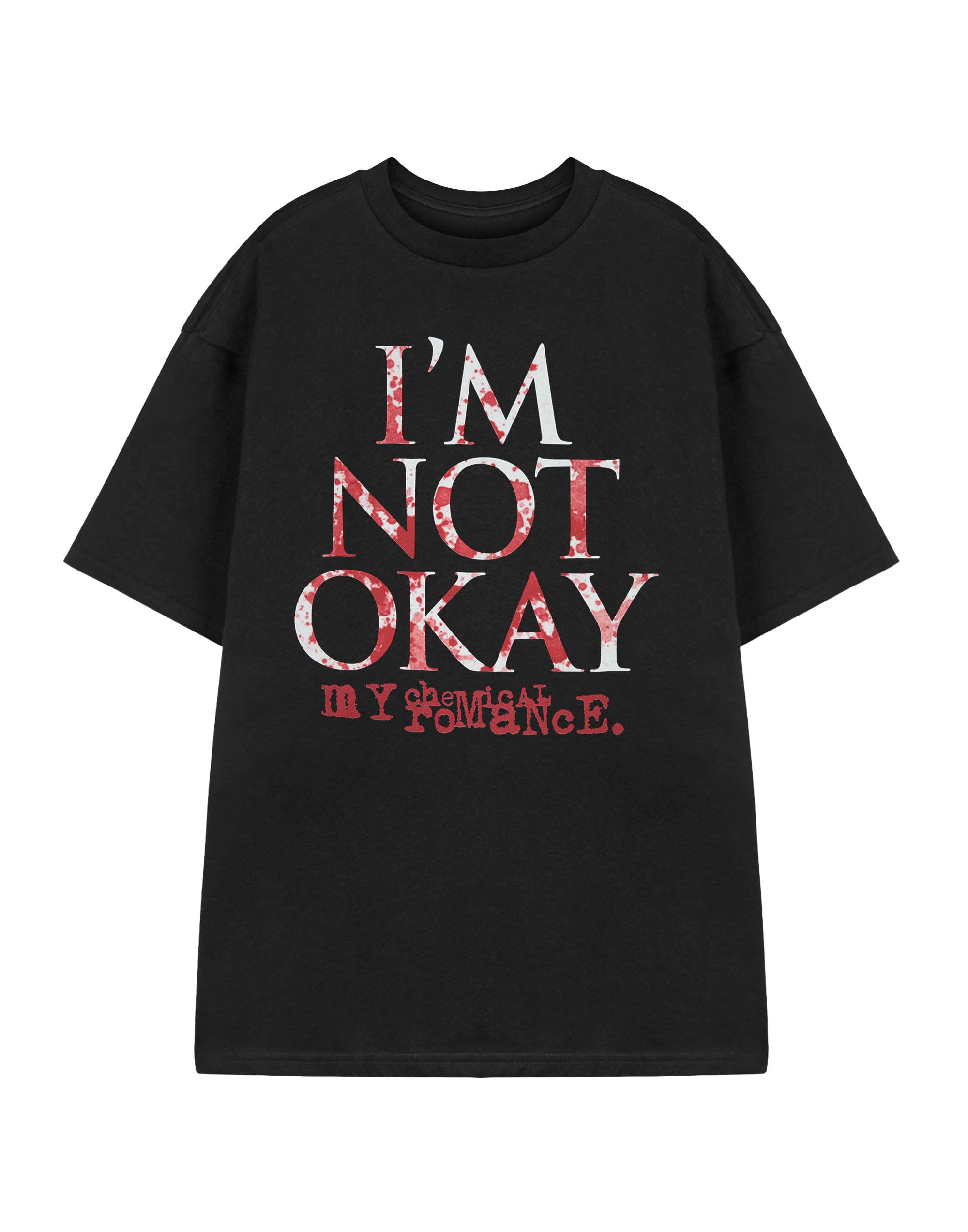 Vanilla Underground Unisex Black - I'm Not Okay My Chemical Romance Black Graphic Tee | I'm Not Okay Band T-Shirt | Short Sleeved Emo Apparel | Alternative Rock Music Top For Men And Women | Retro Punk Merchandise Fan Gift