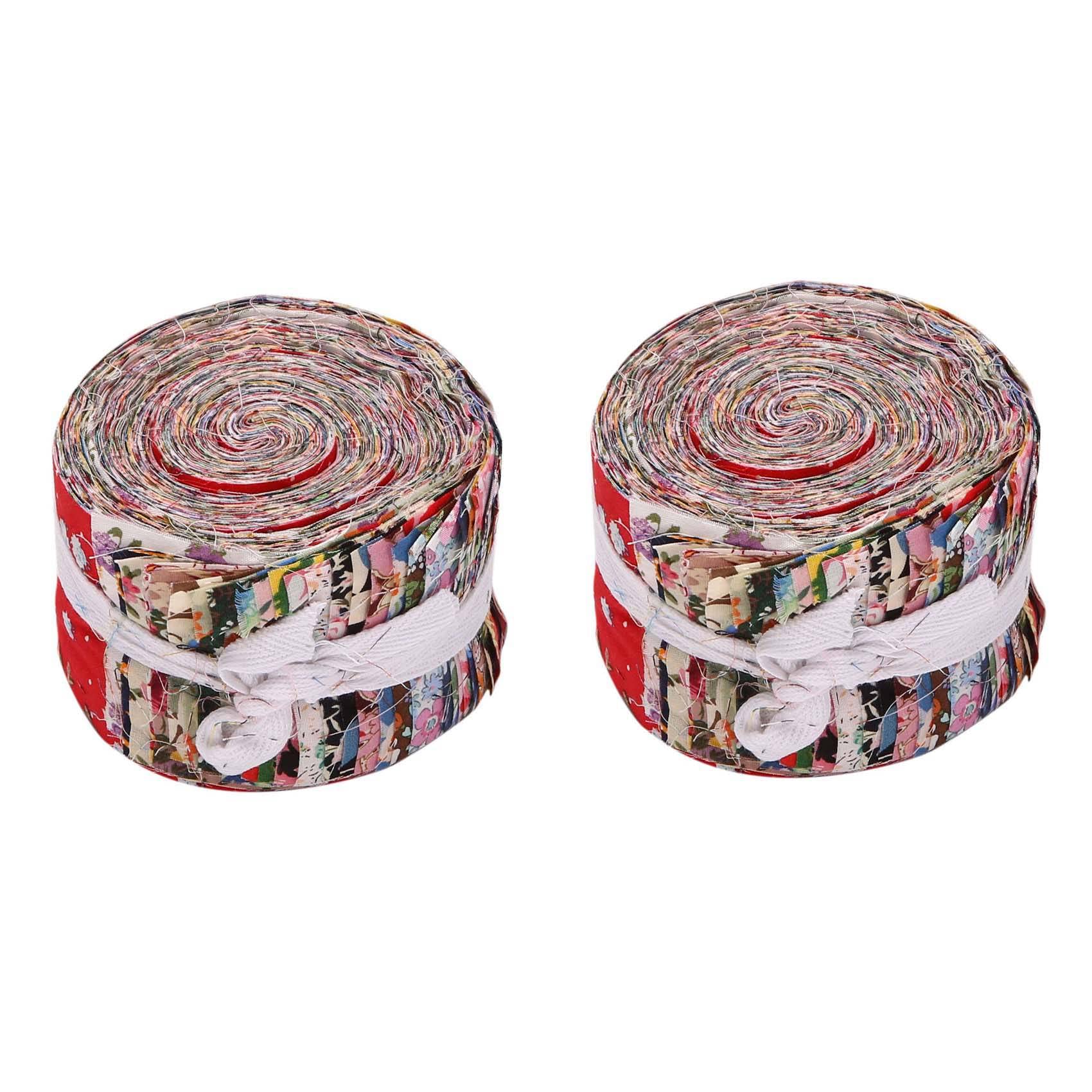 Hndhbfgrt 2X Fabric Strips Roll Jelly Fabric Bundles Fabric Quilting Strips Roll Up Flower Precut Patchwork with Assorted Patterns