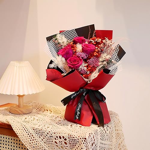 Miniatura 5 de Gloreyan 20 hojas de papel de regalo de flores, ramo de floristería para manualidades, ramo de flores frescas, envoltura impermeable, caja de