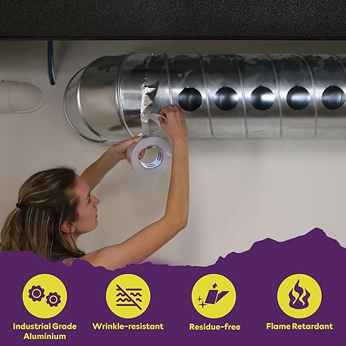 Miniatura 3 de ATack Cinta adhesiva reflectante de papel de aluminio, 2 pulgadas x 75 pies, 3.6 mil, cinta HVAC de aluminio de alta temperatura y resistente para