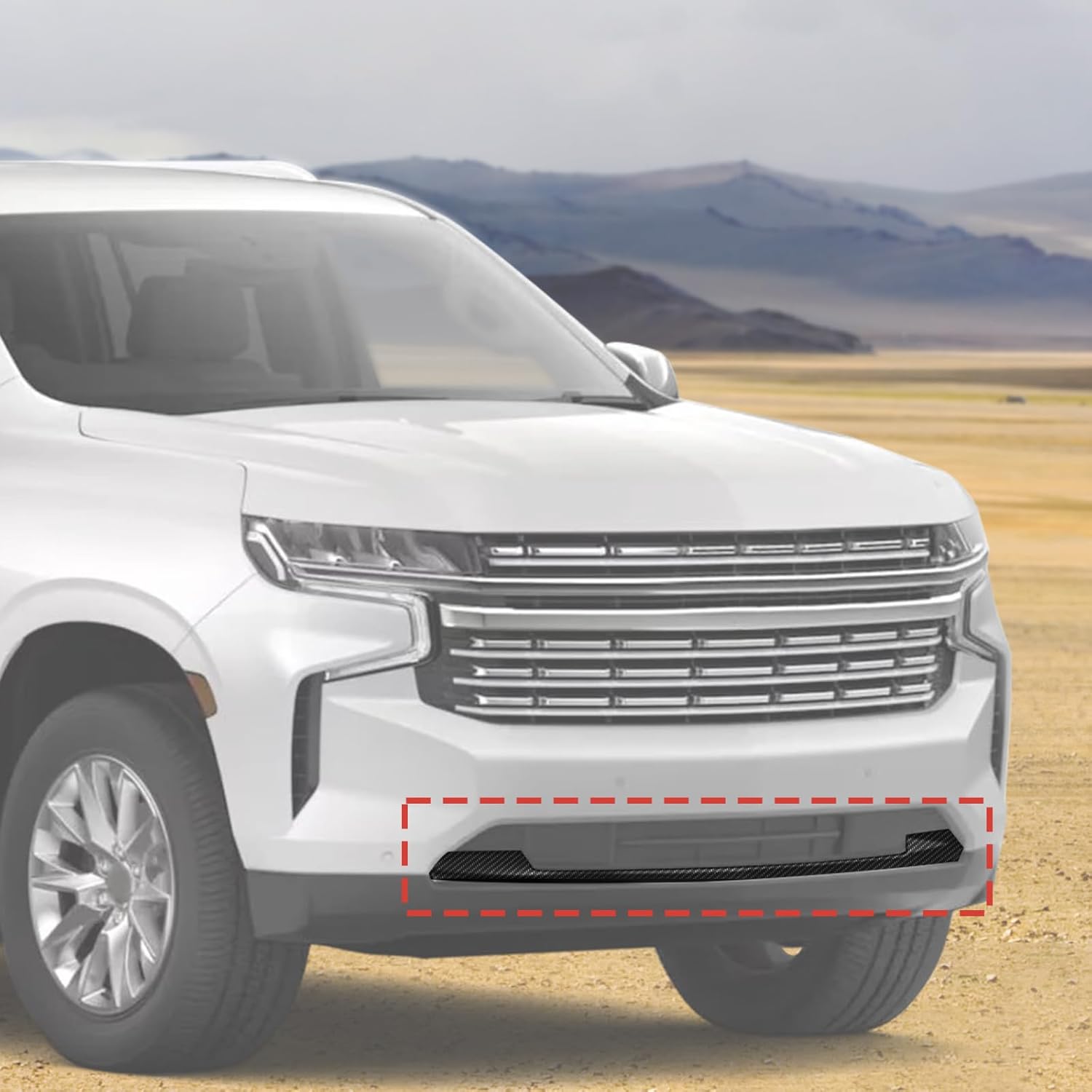 Front Lower Bumper Molding fit for Chevy Tahoe Suburban 2020-2023 Front Bumper Face Bar Trim Molding Carbon Fiber Finish Front Bumper Protector Exterior Accessories