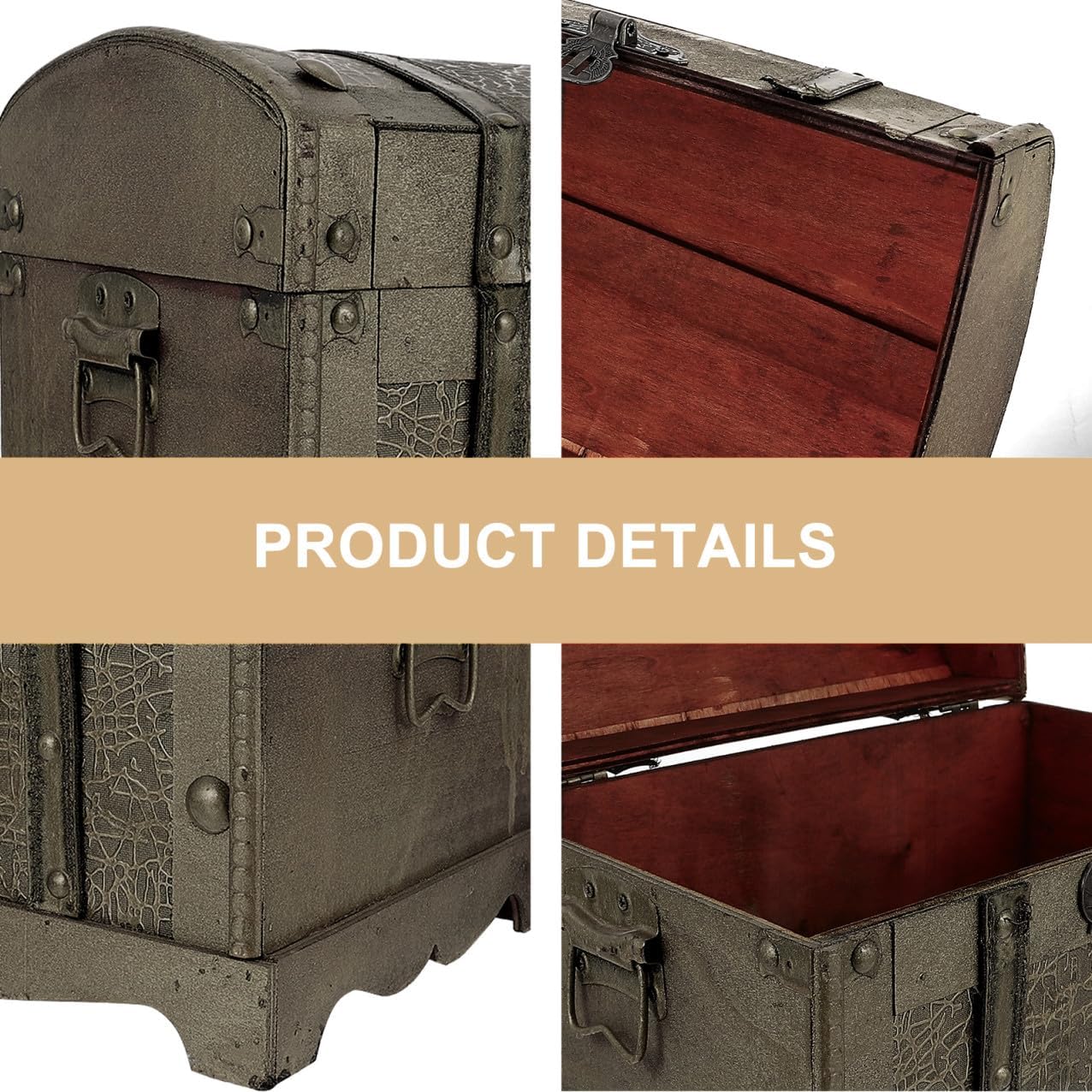 Vintage Pirate Treasure Box Wooden Storage Box Lock Jewelry Treasure Chest for Boys and Girls