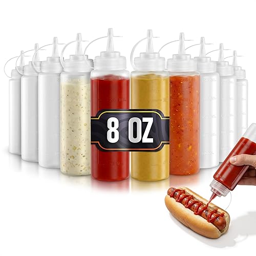 Miniatura 23 de Juego de 6 botellas invertidas para condimentos de 16 onzas, diseño mejorado con juntas de sellado adicionales, válvula de cierre automático