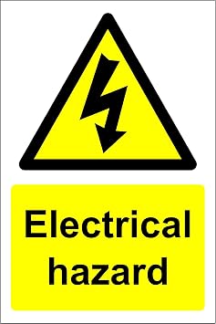 Warning Electrical hazard safety sign - 1.2mm Rigid plastic 300mm x 200mm