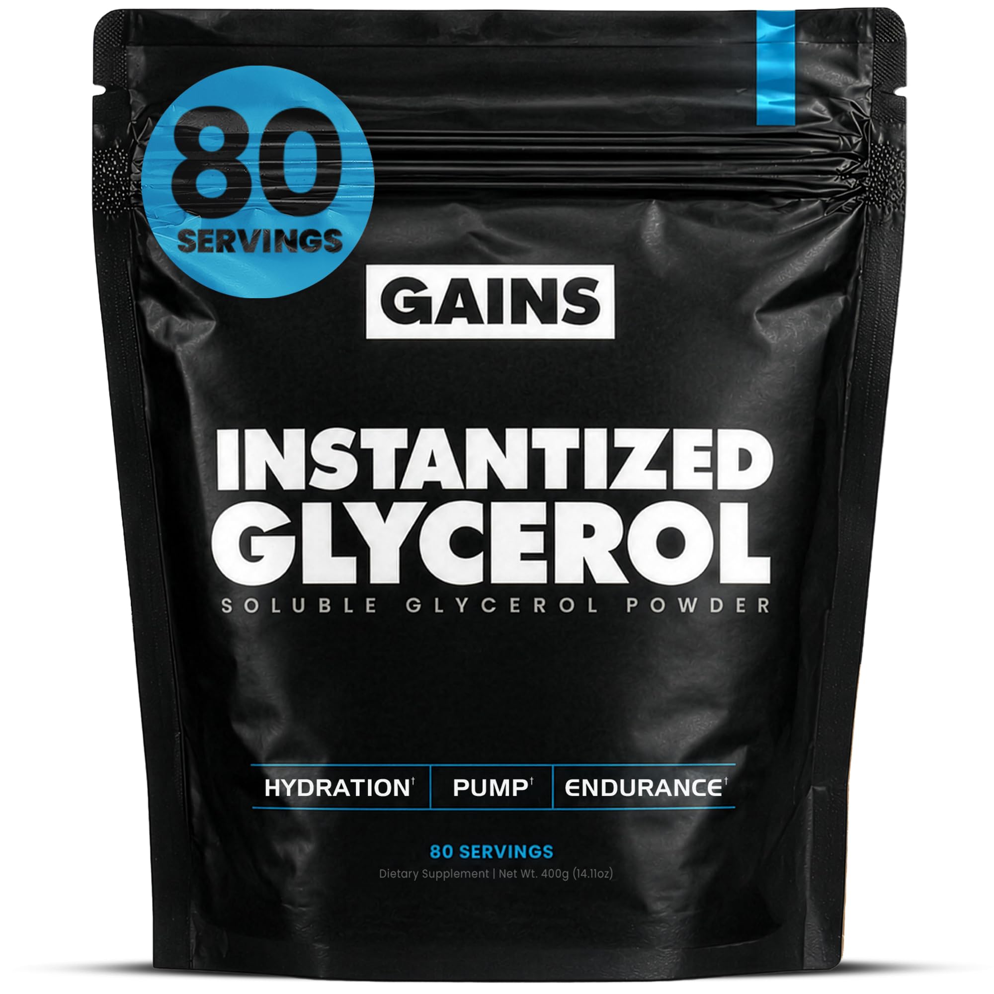 GAINS IN BULK GAINSINBULK.COM Pré-treino de glicerol instantizado em pó sem sabor, 80 porções
