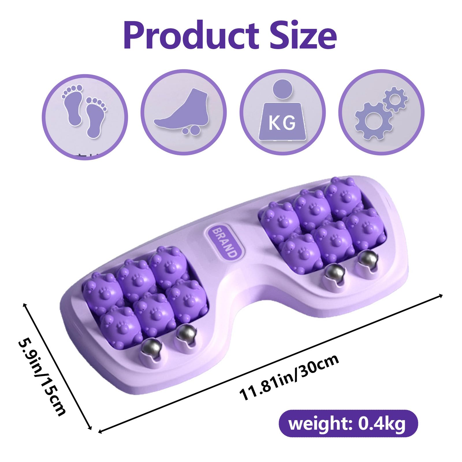 Fussmassageroller, Portable Dual Fussroller, Massageroller, Faszienrolle Fuß Für Plantarfasziitis Und Fußschmerzlinderung Mit Akupressur Massagestab und eine Akupressur-Tabelle (Lila)