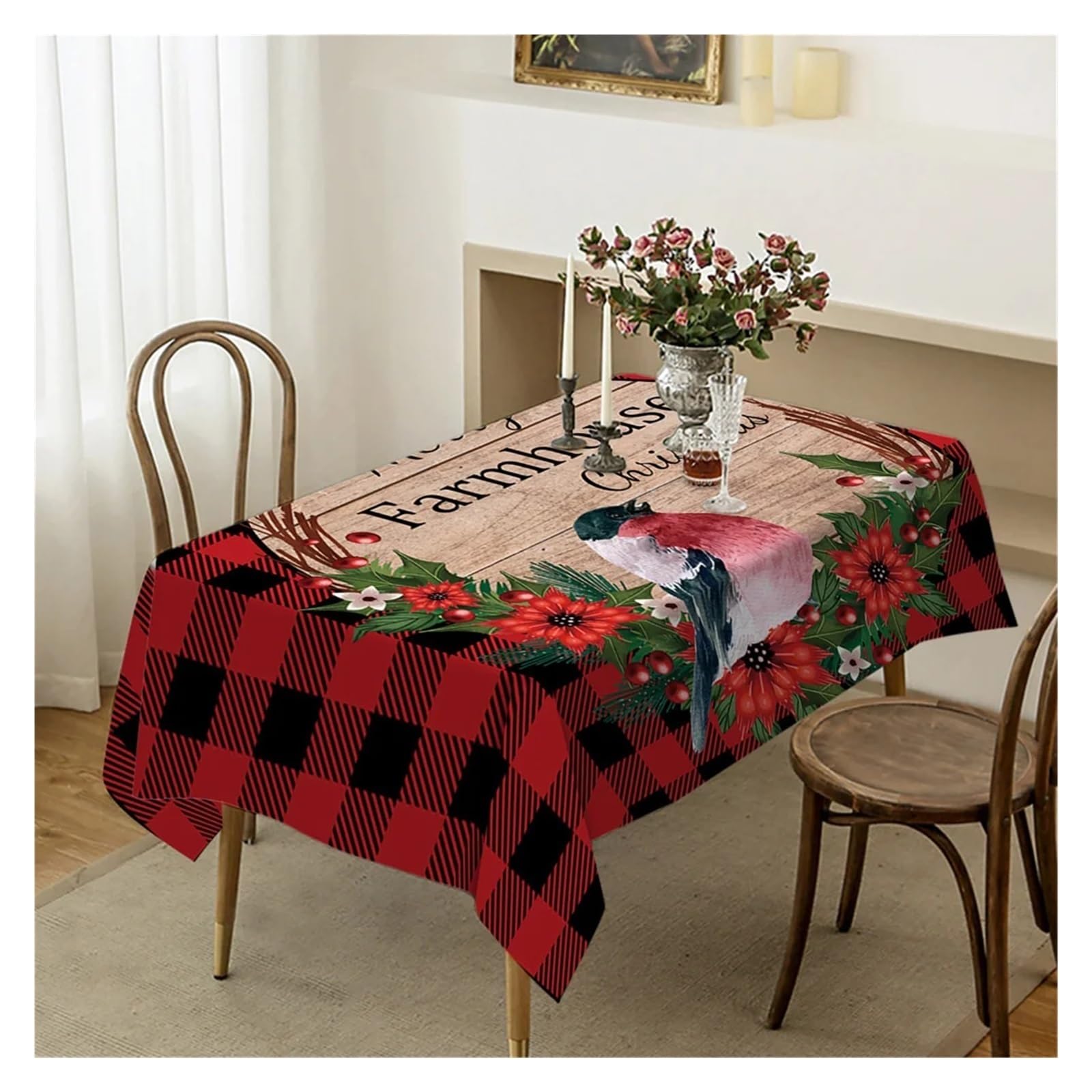 tischtuch weihnachten Plaid Weihnachten Baum Hirsch Schneeflocke Tischdecke Hochzeit Party Geschirr Tischdecke Küchen Esstisch Abdeckung Hause Dekoration für Partys, Dekoration(03,140x240cm 55x94inch)