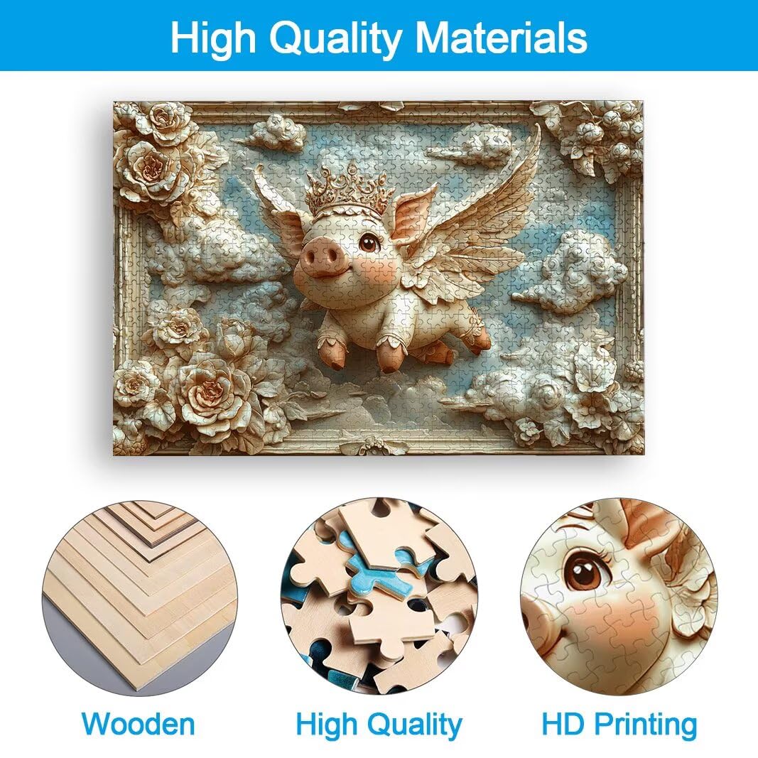 Puzzle 5000 Piezas, Puzzle Cerdo de Madera para Adultos, Regalos -2522