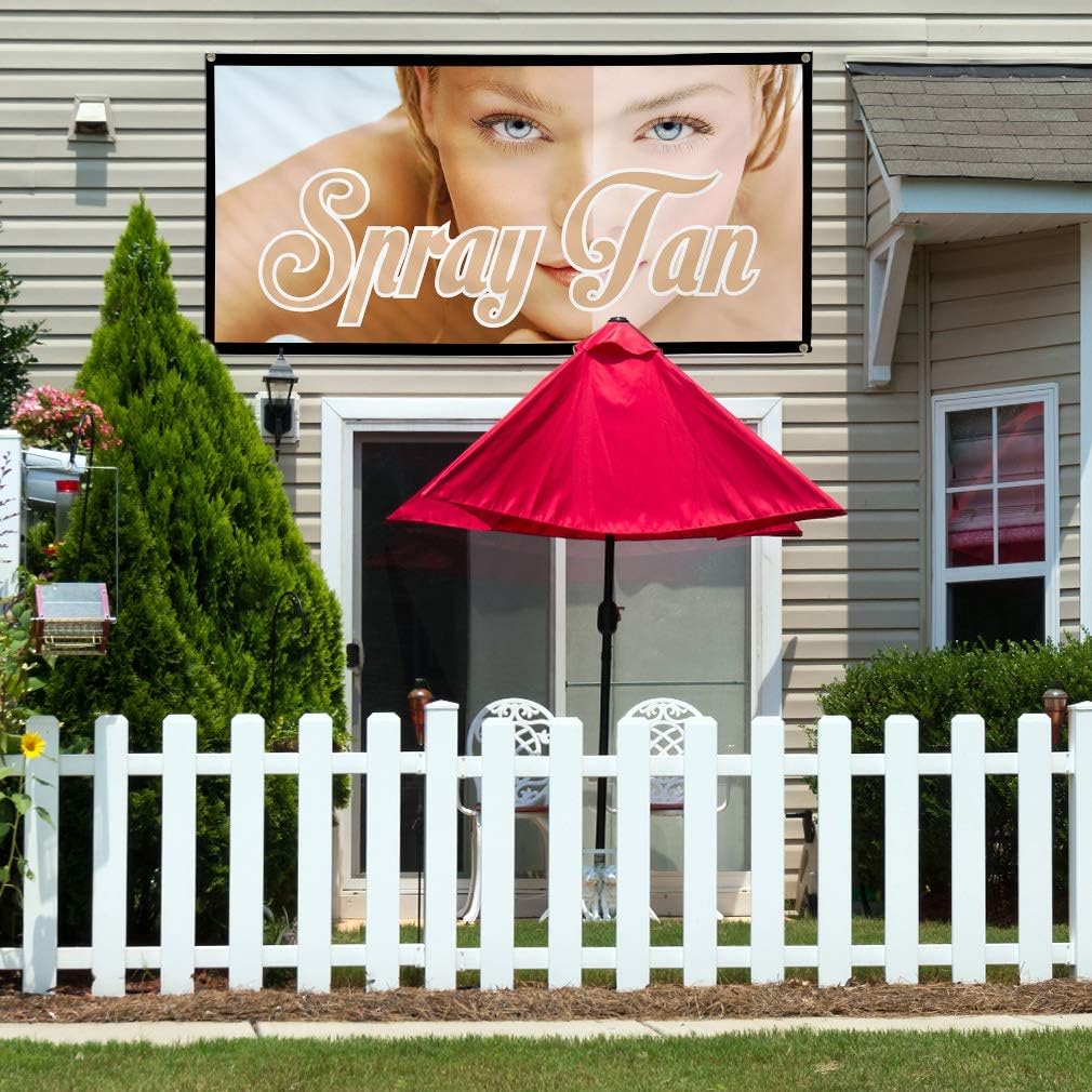 Vinyl Banner Multiple Sizes Spray Tan Business B Business Outdoor Weatherproof Industrial Yard Signs Brown 4 Grommets 16x40Inches