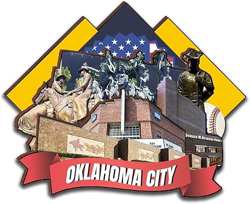 Imán de madera para nevera de Oklahoma City Oklahoma, Estados Unidos, monumentos 3D, recuerdos coleccionables, decoración hecha a mano, 2