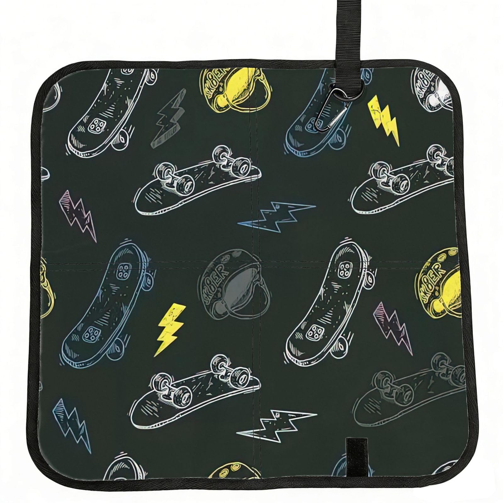 OKFSTY Graffiti Skateboard Print Fold Away Seat Cushion Portable Outdoor Pad Polyester Bleacher Bench Mat Travel Picnic Pad