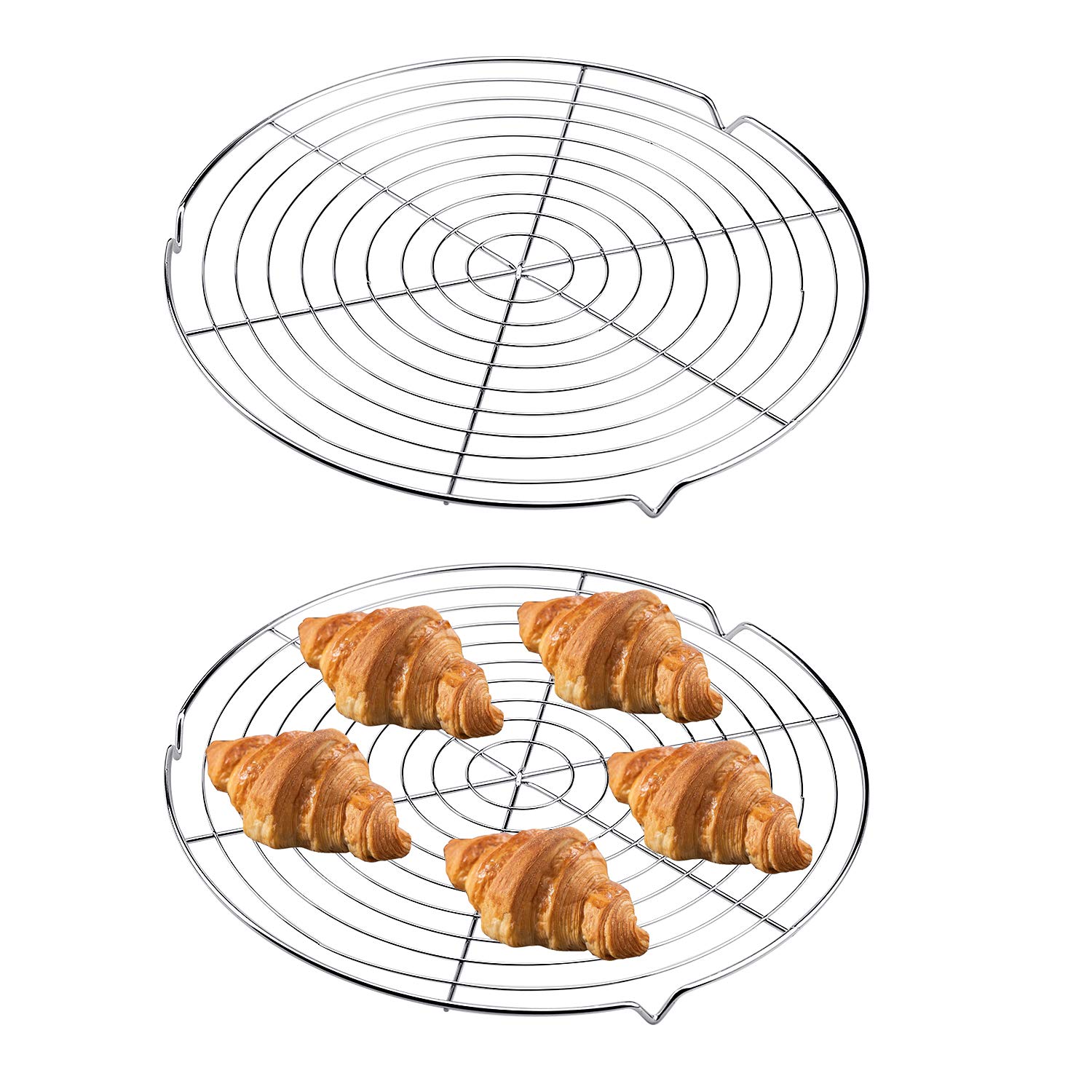 2 Pcs Grille Ronde à gâteaux, Grille de Refroidissement Ronde en Acier Inoxydable pour Pâtisserie Café Restaurant, 32 x 32 x 3 cm