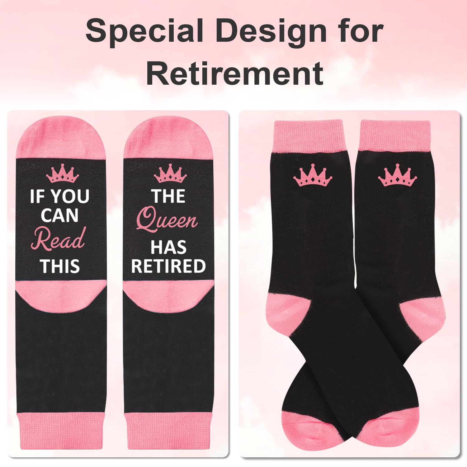 Juesly Retirement Gifts for Women, Funny Socks Retirement Gifts for Woman Box Ready for Present