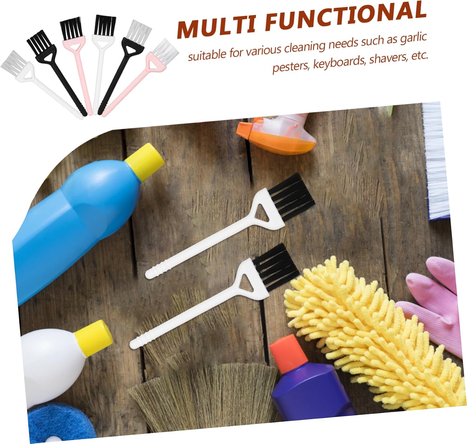 Cabilock 30Pcs Small Cleaning Brushes Ergonomic Handle for Gap and Crevice Cleaning Material for Keyboards Garlic and More Variety