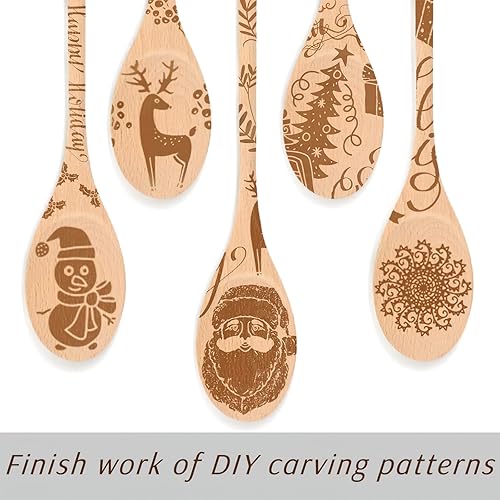 Miniatura 6 de HANSGO 3 cucharas de madera de 12 pulgadas de largo, mango largo de madera para mezclar cucharas ovaladas cucharas de degustación, cucharas de