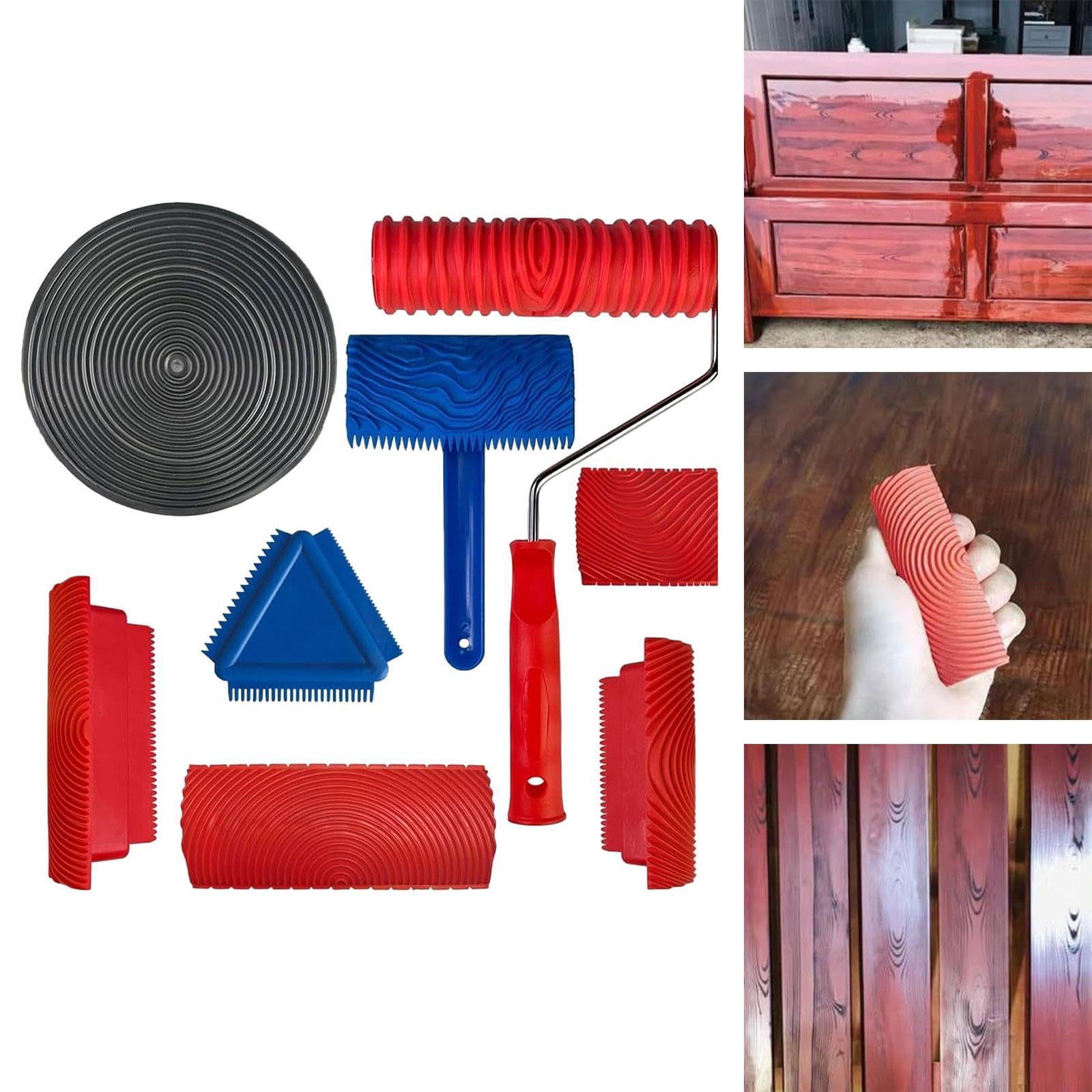 8 Teiliges Set Holzmaserungswerkzeuge, Strukturierte Kunstwerkzeuge, Malwerkzeuge, Griffe mit Maserung, Farbe