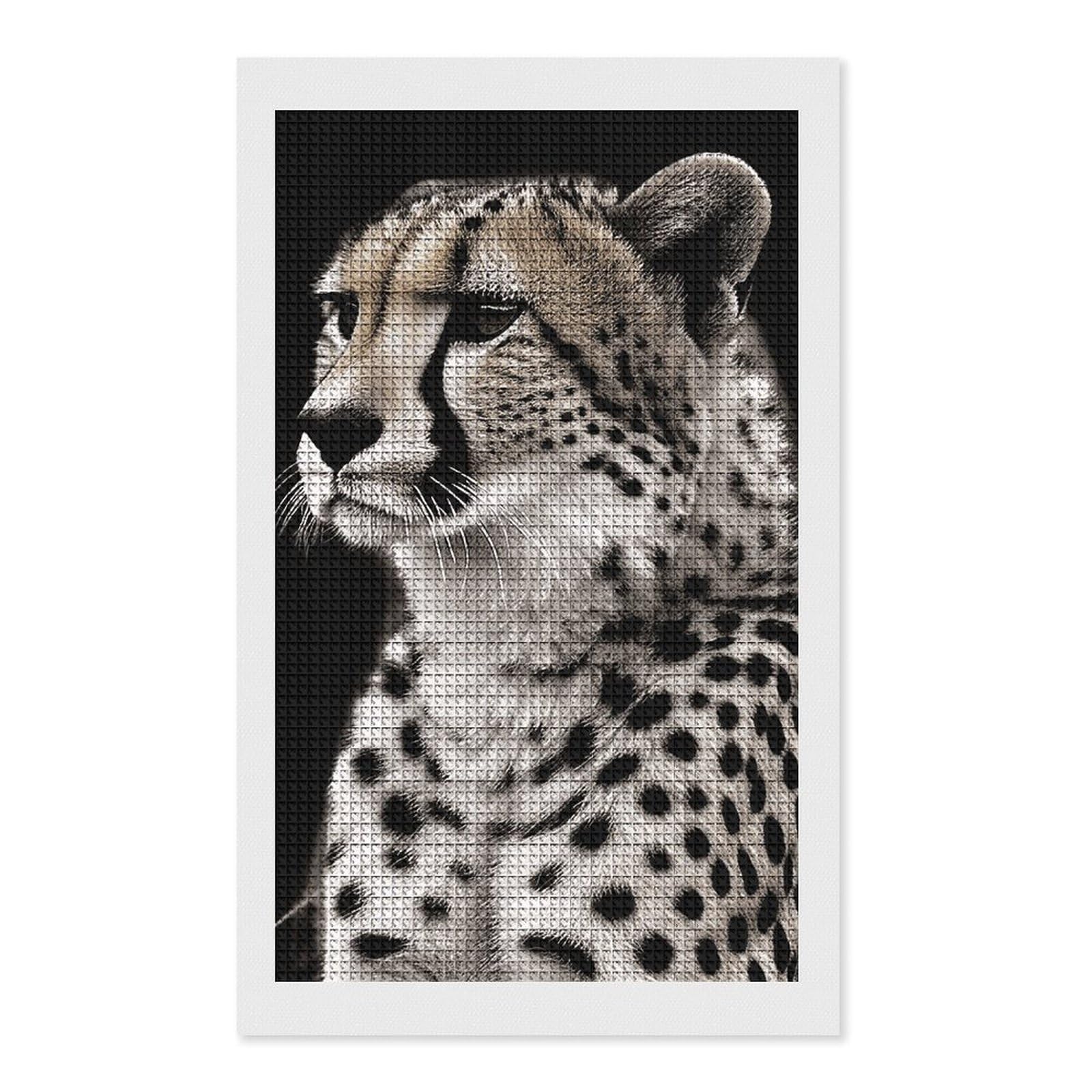 FodPand Cheetah 5D Diamond Painting Kits for Adults Beginners Full Drill Square Diamond Dots Pictures Gem Art Supplies for Home Wall Room Decoration DIY Craft Set Gift 12x20