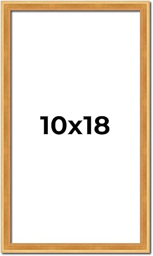 Poster Palooza Marco de madera maciza de 10 x 18 pulgadas, color dorado antiguo, ancho de moldeo de 0.75 pulgadas, incluye plexiglás acrílico UV,